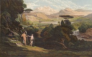 O Jardim do Éden (cromolito) de John Martin